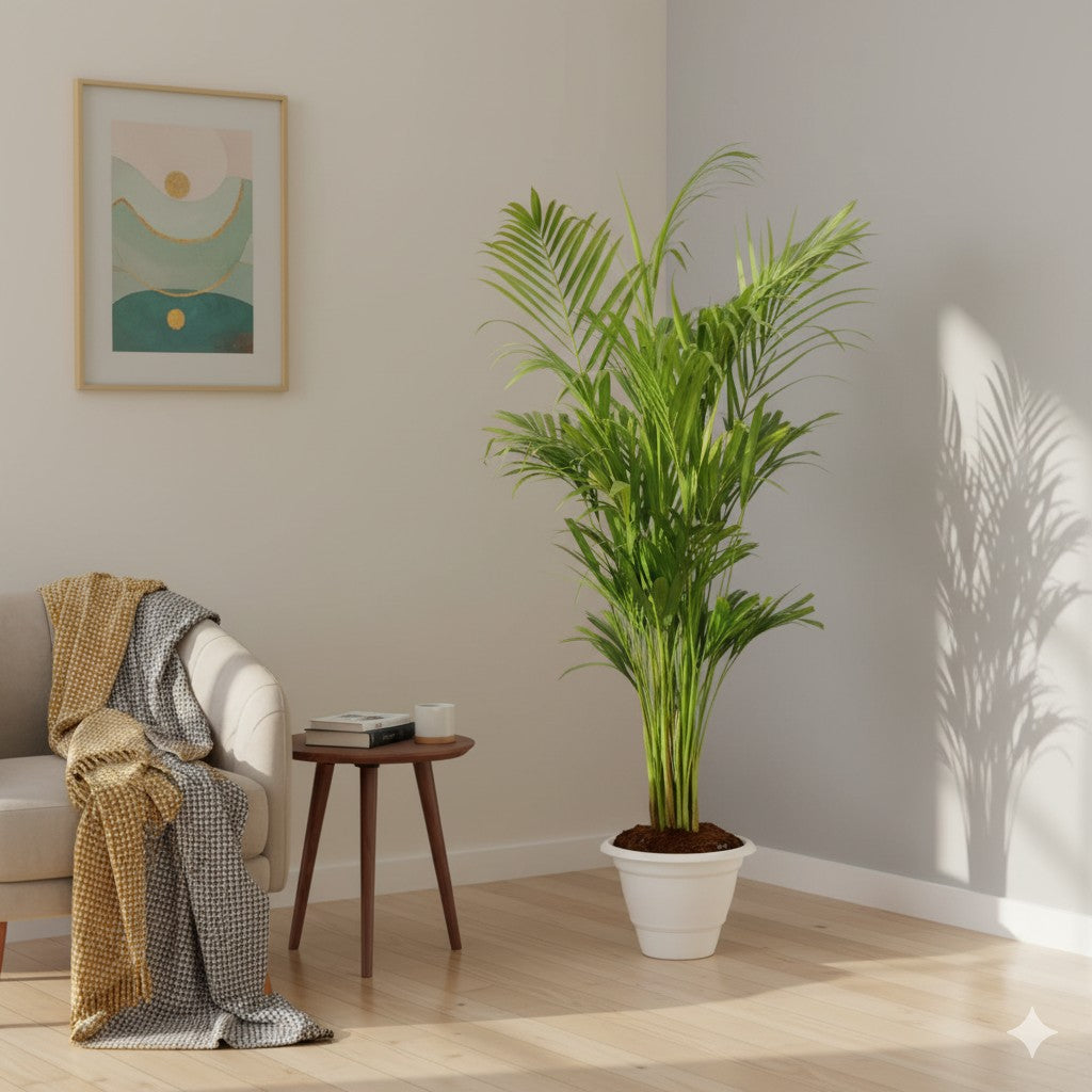 Areca Palm (3.5-4 ft) | 10 inch white classy pot