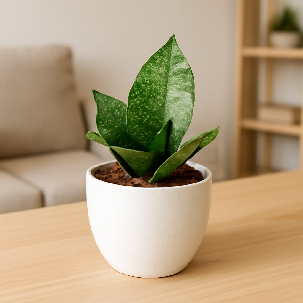 Green Dwarf Snake In 4 Inch White Classy Cup Ceramic Pot