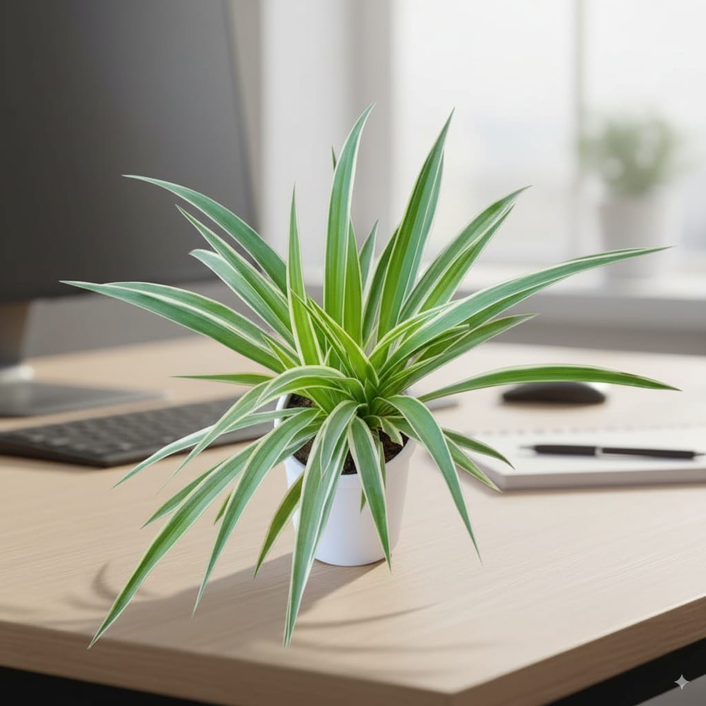 Spider Plant In 5 Inch White Nursery Pot