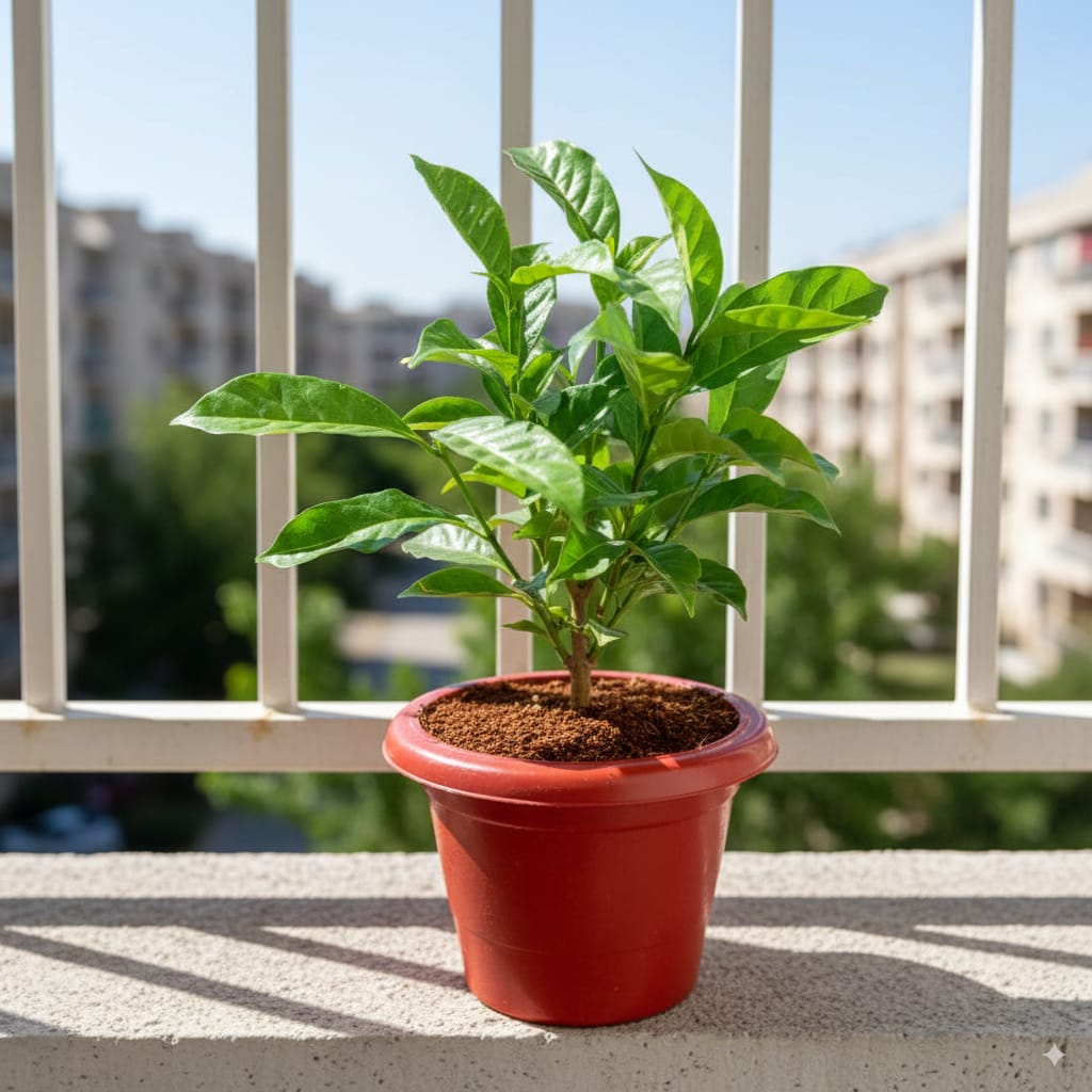 Double Chandni in 6 Inch Red Classy Plastic Pot