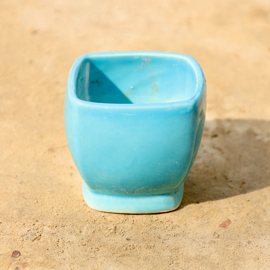 3 inch blue square ceramic pot