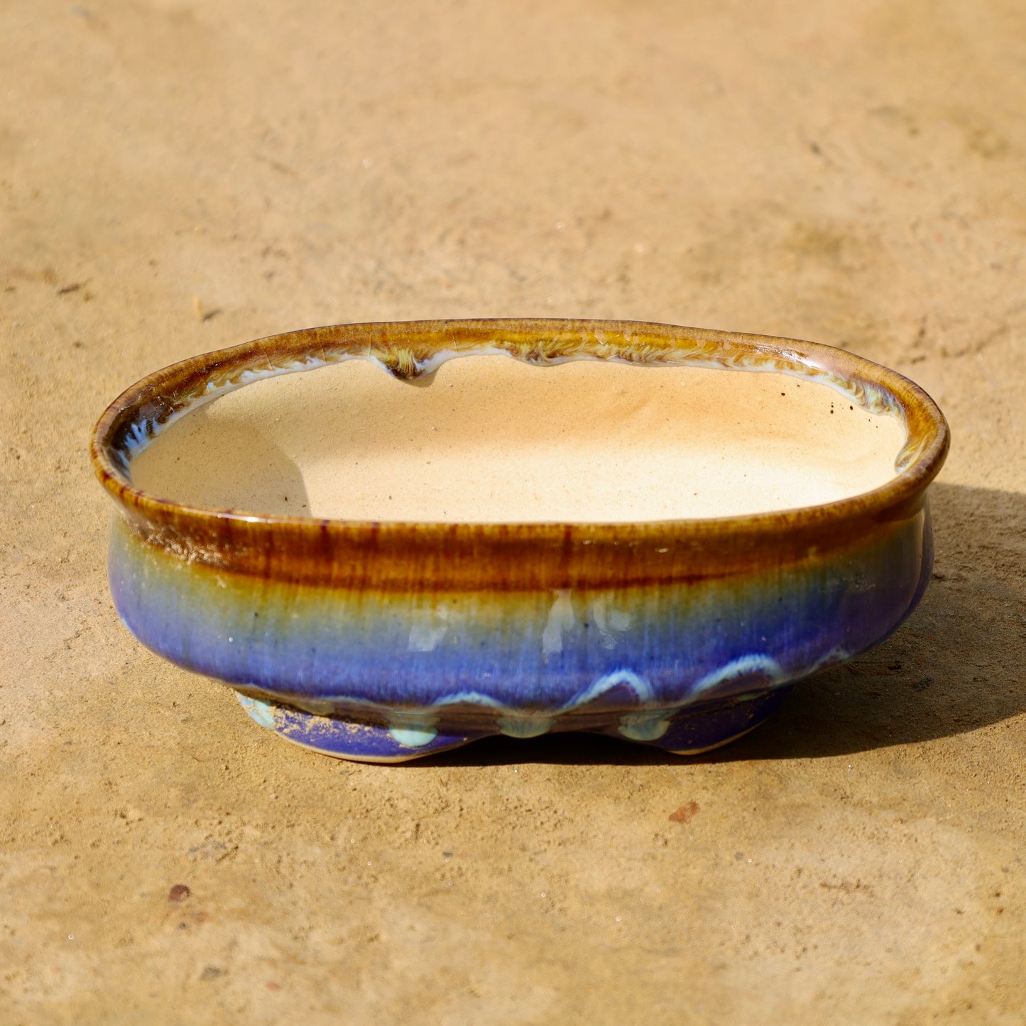 6X9 inch Blue shaded Oval Shape Ceramic Bowl / Bonsai Planter (any colour & Design)