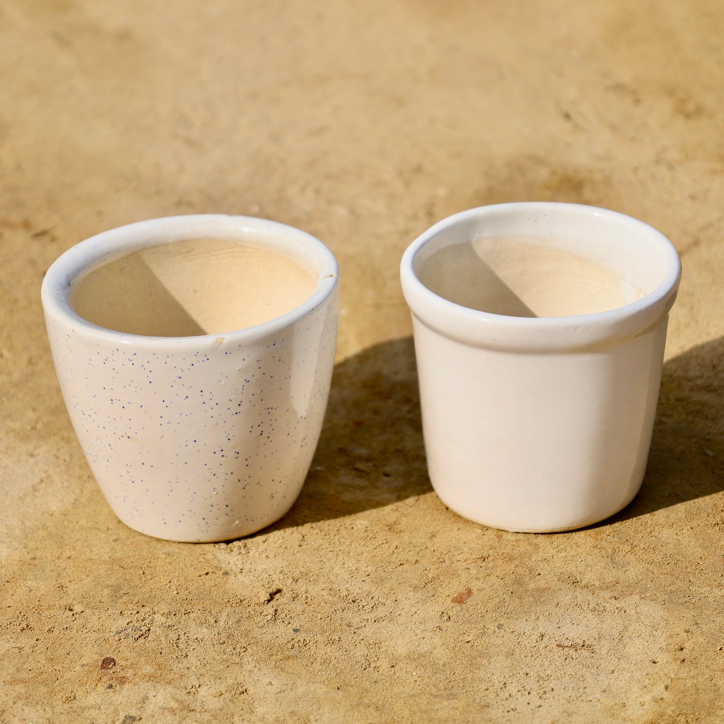 Set of 2-4 inch white glass shape and classy cup ceramic pot