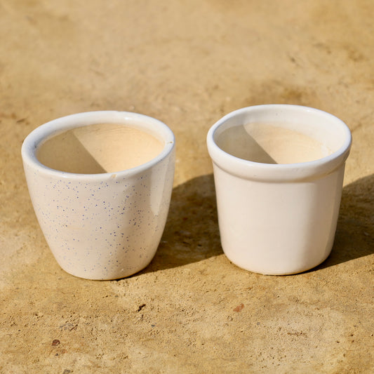 Set of 2-4 inch white glass shape and classy cup ceramic pot