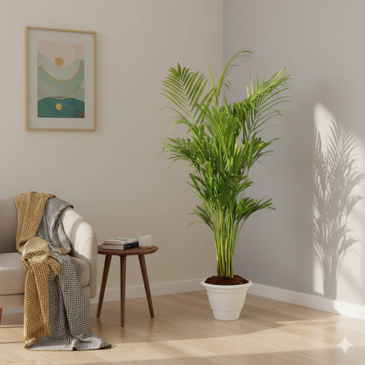 Areca Palm (3.5-4 ft) | 10 inch white classy pot