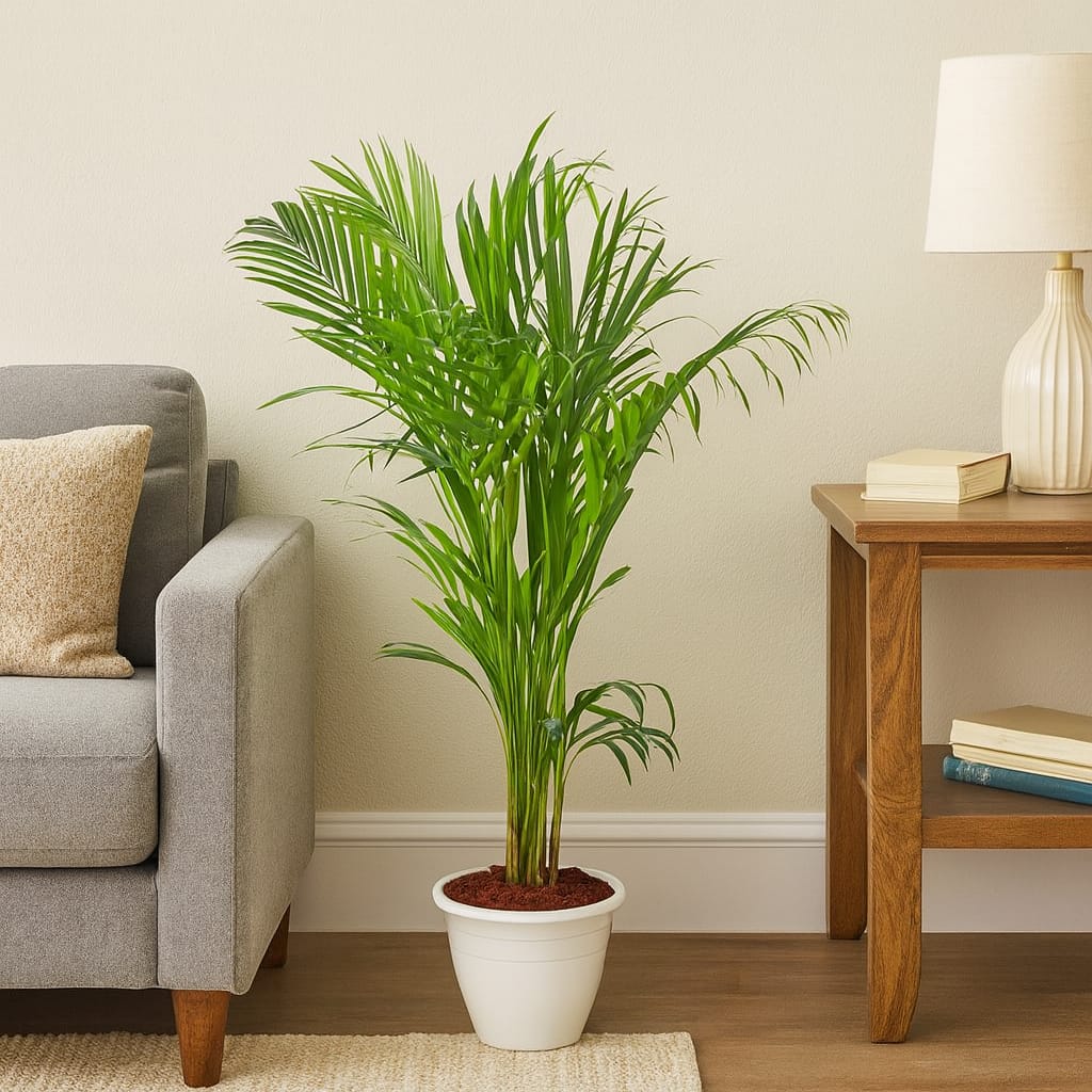 Areca Palm (4-5 Ft) in 12 Inch White Classy Pot